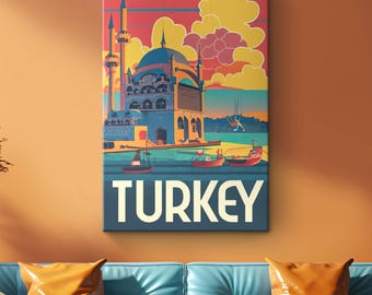Poster de voyage en Turquie, impression sur toile « Turkish Delight » | Décoration murale architecturale turque | Décoration de voyage paysage turc | Cadeau d'art du Moyen-Orient