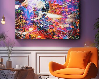 Psychedelic Skull Canvas Wall Art "Resurrection Psyche" | Trippy Colorful Skeleton Print, Abstract Surreal Artwork, Groovy Neon Gothic Decor