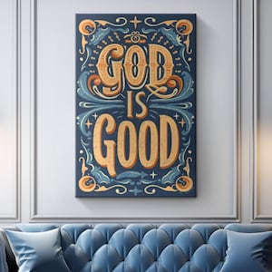 God is Good Bible Verse Canvas Art &quot;Spiritual Uplift&quot;| Bible Quote Religious Wall Art | Prayer Room Wall Decor | Christian Housewarming Gift
