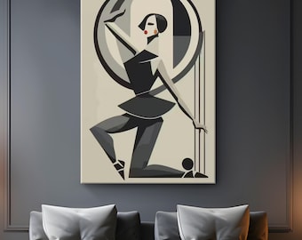 Ballerina Canvas Art "Monochrome Elegance" | Graceful Ballerina Dancer Wall Decor | Minimalist dance-themed art | Dark Dancer Wall Art
