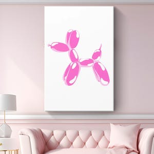 Pink Bubble Dog Trendy Canvas Art &quot;Bubbly Canine&quot; | Pink Preppy Room Decor | Girly Wall Art Decor | Pink Canvas for Bedroom | Pink Dog Art