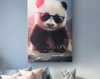 Cute Baby Panda Canvas Art "Playful Panda Paws"| Cool Contemporary Nursery Decor| Panda Cub Wall Art| Baby Animal Print | Kids Room Decor