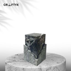 Artistic Textured Marble Funeral Urn Handmade Cremation Keepsake for Ashes Premium Memorial Burial Urn