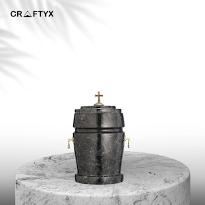 Marble Cremation Urn for Ashes – Funeral Urn with Gold Handles & Cross Lid | Adult Memorial Keepsake for Loved Ones