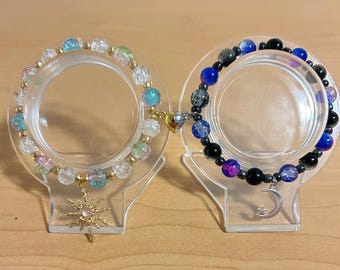 Princess Celestia and Luna (Sun and Moon) Matching Friendship Bracelets - Magnetic Heart Connection -