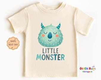 Little Monster Kids Tee, Retro Boho Kids Shirt, Funny Toddler Tee, Natural Toddler Shirt, Cute Monster Lover Shirt, Best Gift