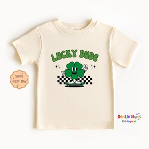 Lucky Dude Toddler Shirt, St Patrick&#39;s Day Kids Tee, Cute Natural Irish Toddler Tee, Retro Kids Shirt, Funny Kids Tee, Patrick&#39;s Day Gift