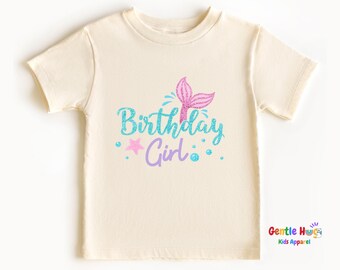 Mermaid Birthday Toddler Tee, Cute Mermaid Party Tee for Girls, Ocean Theme Birthday Outfit, Mermaid Birthday Girls Kids Shirt