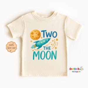 Two The Moon Toddler Tee, Retro Boho Interstellar Toddler Tee, Cute Outer Space Rocket Kids Shirt, Birthday Kids Gift, Funny Kids Shirt