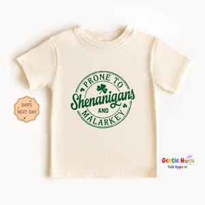 Prone To Shenanigans And Malarkey St. Patrick&#39;s Day Toddler Tee, Funny St. Patrick Day Kids Shirt, Cute Kids Clothes, Best Toddler Gift