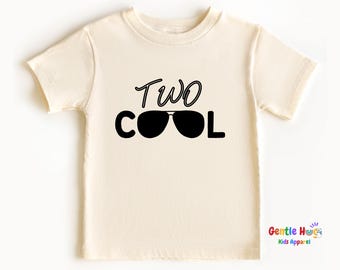 Two Cool Toddler Birthday Shirt, Funny Second Birthday Kids Tee, Cute Hipster Style 2nd Birthday Toddler Outfit for Boys