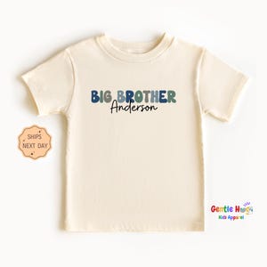 Custom Big Brother Toddler Shirt, Personalized Funny Kids Tee, Natural Big Brother Kids Shirt, Cute Toddler Boy Tee, Retro Toddler Shirt