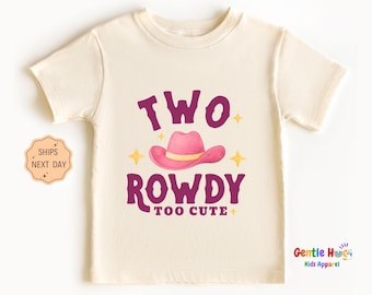 Two Rowdy Cowgirl Birthday Kids Shirt, Western 2nd Birthday Outfit, Wild West Toddler Shirt Rodeo Party Kids Tee, Second Birthday Girl Gift