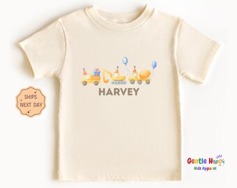 Construction Birthday Kids Shirt, Personalized Truck Party Toddler Shirt, Boys Birthday Tee, Custom Name Truck Shirt, Construction Lover Tee