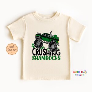 Crushing Shamrocks Kids Shirt - Lucky Dude Toddler Tee - Retro St Patrick&#39;s Day Toddler Shirt - Cute Natural Irish Kids Kids Tee