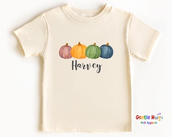 Custom Pumpkin Fall Toddler Shirt, Personalized Kids Autumn Tee, Cute Thanksgiving Toddler Outfit, Pumpkin Patch Kids Shirt