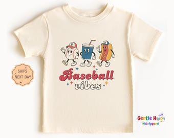 Baseball Vibes Kids Shirt, Baseball Kids Tee, Funny Sports Shirt, Game Day Toddler Shirt, Cute Ballgame Gift, Sports Lover Toddler Tee