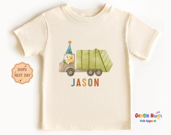 Custom Garbage Truck Birthday Toddler Boy Shirt, Personalized Recycling Truck Kids Shirt, First Birthday Vehicle Party Tee, Birthday Gift