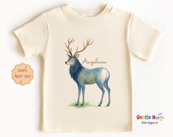 Custom Deer Toddler Shirt, Personalized Hunting Kids Tee, Cute Outdoor Toddler Outfit, Boys Girls Deer Shirt, Hunter Style Kids Gift
