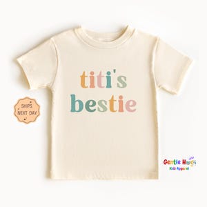 Titi&#39;s Bestie Retro Kids Shirt, Funny Auntie Toddler Shirt, Cute Natural Kids Shirt, Niece/Nephew Toddler Shirt, Best Kids Shirt