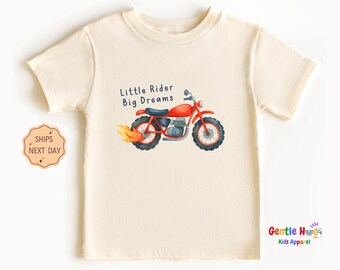 Little Rider Big Dreams Kids Shirt, Motorcycle Kids Tee, Future Biker Toddler Shirt, Cool Natural Boy Outfit, Adventure Gift Tee