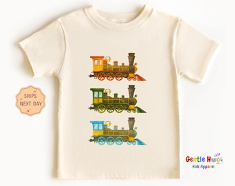 Vintage Steam Train Kids Shirt, Choo Choo Birthday Toddler Tee, Locomotive Lover Toddler Shirt, Retro Boys Train Party Kids Gift