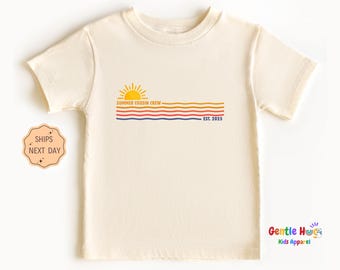 Summer Cousin Crew Kids T-Shirt, Custom Retro Cousin Crew Stripes Tee, Family Matching Shirt, Personalized Cousins Shirt for Kids