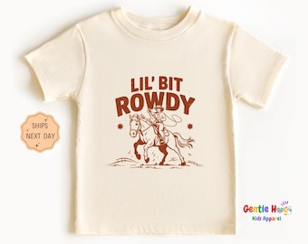 Lil' Bit Rowdy Rodeo Retro Kids Shirt, Birthday Girl Toddler Shirt, Western Toddler Tee, Cowgirl Kids Tee, Western Birthday Girls Gift