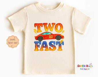 Two Fast Birthday Kids Shirt, Personalized Race Car 2nd Birthday Toddler Shirt, Custom Toddler Boy Racing Shirt, Custom Birthday Party Gift