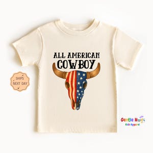 All American Cowboy Toddler Tee, Rodeo Kids Shirt, Patriotic Country Boy Toddler, 4th of July Toddler Shirt, Western Kids Tee, Wild West Tee