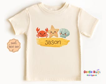 Personalized Crabs Kids Shirt - Custom Name Beach Tee - Funny Summer Toddler Shirt - Cute Vacation Kids Shirt - Ocean Kids Gift