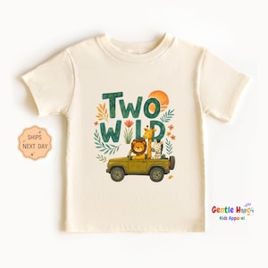 Two Wild Birthday Shirt, Cute Animal Toddler Tee,  Boho Second Birthday Kids Shirt, Funny Birthday Gift, Safari Toddler Shirt