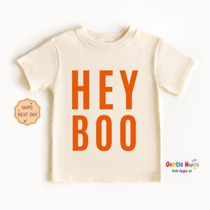 Hey Boo Halloween Boys Shirt, Funny Halloween Toddler Shirt, Cute Natural Kids Tee, Spooky Party Kids Shirt, Retro Toddler Tee