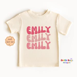 Personalized Girls Name Toddler Shirt, Groovy Toddler Tee, Custom Retro Kids Name Shirt, Natural Toddler Tee, Cute Custom Birthday Kids Gift