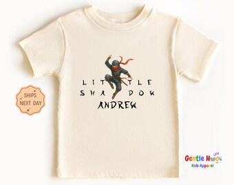 Custom Little Ninja Shadow Kids Shirt, Personalized Ninja Tee for Boys, Custom Martial Arts Gift, Cool Natural Toddler Shirt,Ninja Lover Tee