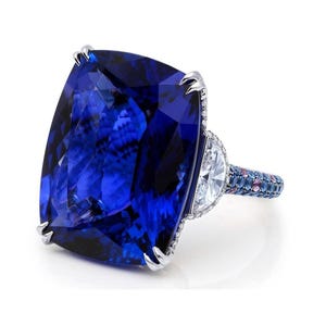 Sapphire Cushion CZ Stone Wedding Ring, Gemstone Party Wear Ring, Unique Designer Cocktail Ring, Engagement Ring For Her, Birthstone Ring