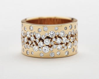 3.05CT Round Moissanite Diamond Half Eternity Band, Scattered Wide Cigar Band Ring, Wedding Engagement Band, Party Wear Band Ring For Women