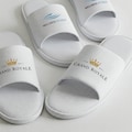 Personalized Hotel Slippers with Custom Business Logo, Open Toe White Spa Slippers product logo