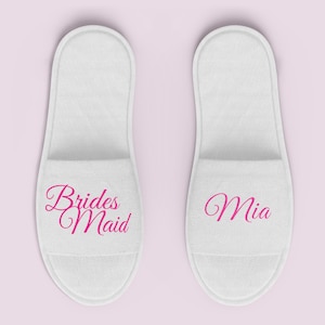 Personalized Bridal Slippers, Custom Bridesmaid Spa Slippers, Wedding Favors Bulk Getting Ready Slippers