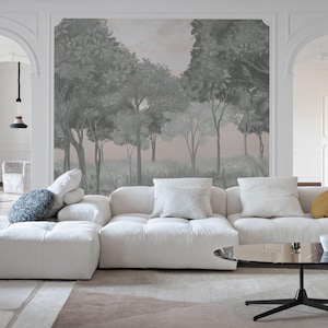 Tree wall mural, Scenic painting, Removable or regular wallpaper, Scene wallpaper, Vintage landscape, Rural Landscape Wallpaper Murals