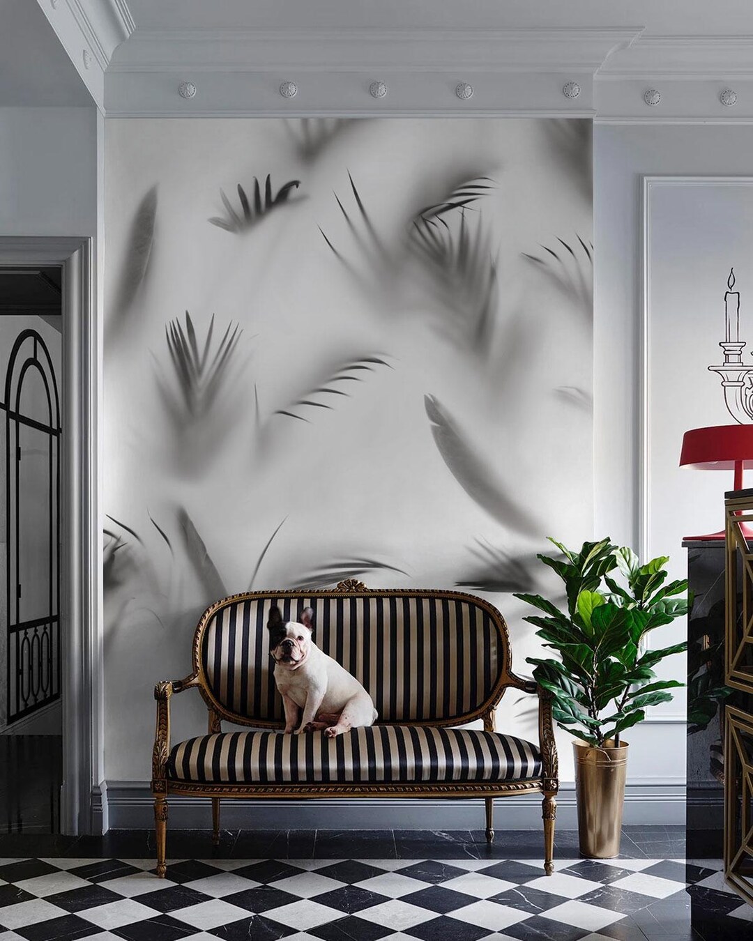 Black and White Palm Leaf Wallpaper Mural | Modern Tropical Wall ...