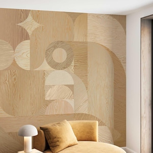 Carta da parati a mosaico in legno – Elegante rivestimento murale ecologico con texture effetto legno finto
