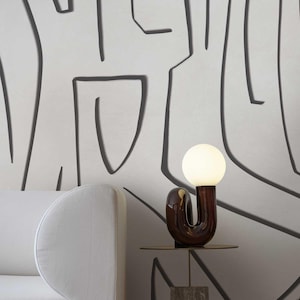 Modern Geometric Line Art Wallpaper – Abstract Black and White Mural for Living Room, Bold Wall Design, Contemporary Peel and Stick, 1-141 4