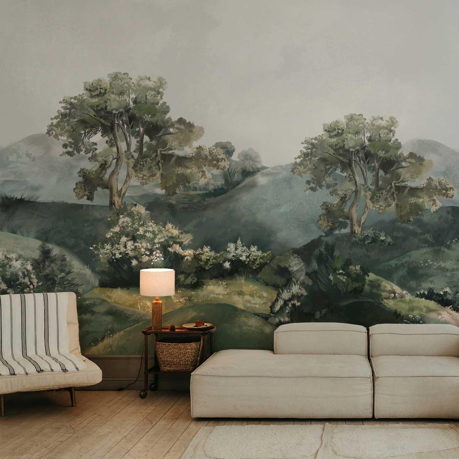 Tree Wall Mural, Scenic Painting, Removable or Regular Wallpaper, Scene ...