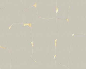 Kintsugi Design Japanese Art Wallpaper – Japanese Beige and Gold Art Mural, Minimal Wabi Sabi Wall Design, Elegant Contemporary Wallpaper
