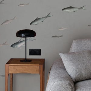Fish Wallpaper – Blue Gray Background, Minimalist Ocean Theme, Nautical Wall Decor
