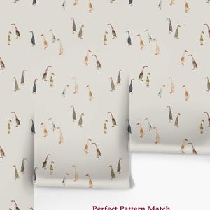 a repeating pattern of ducks in various colors and sizes, creating a visually appealing and lively design.