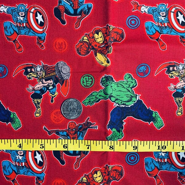 Marvel Avengers Red | Cotton Fabric Fat Quarter (18"x21") | Fast + Free Shipping