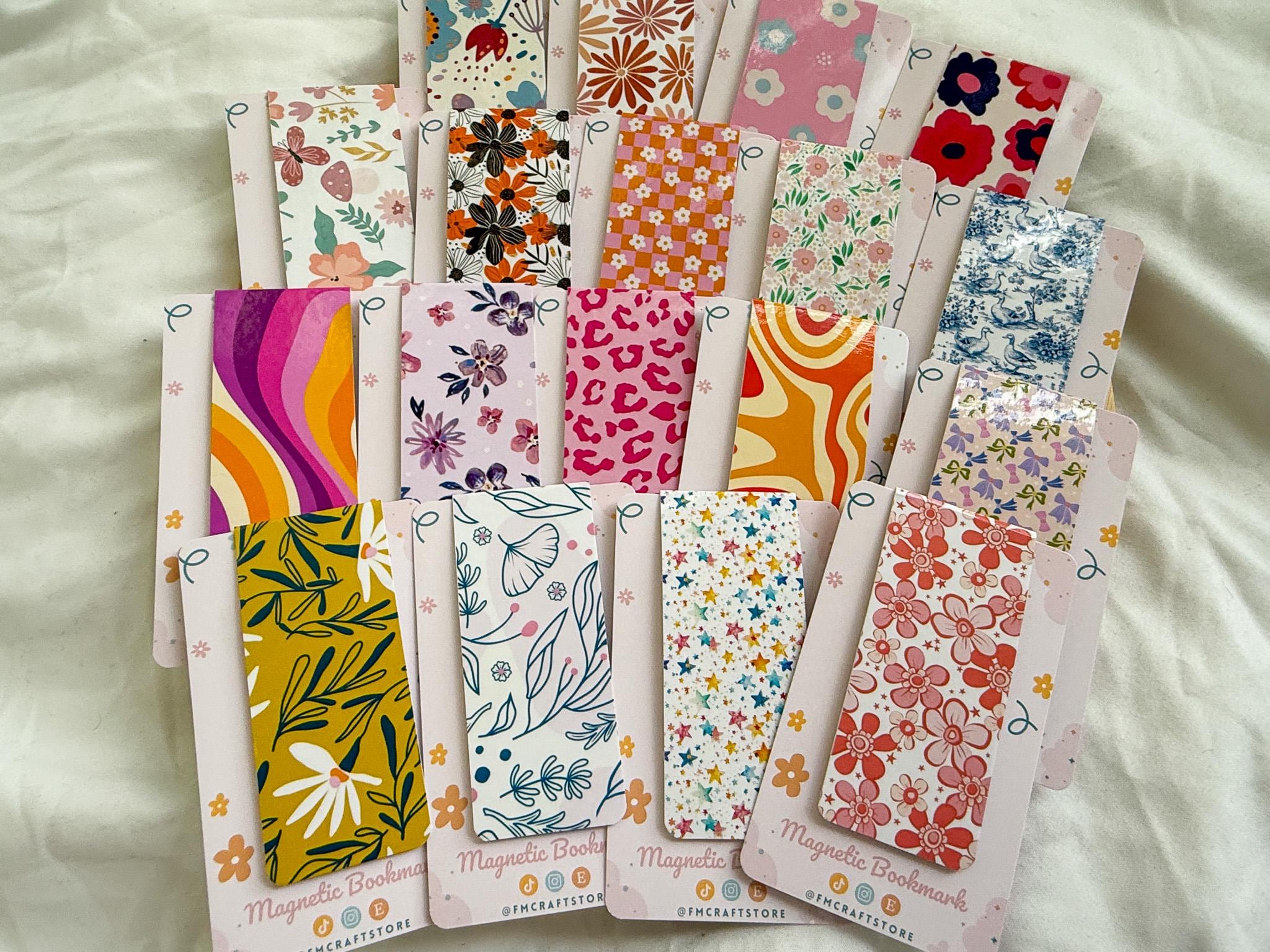 Cute Floral and Retro Magnetic Bookmarks for Books, Readers, Book Accessories