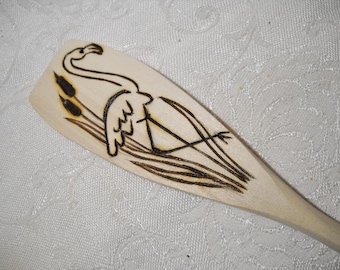 Wooden Spoon with Flamingo Wood Burned pyrography